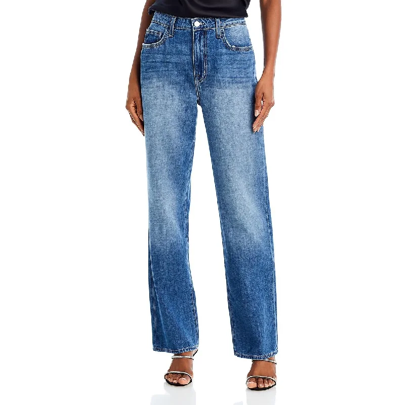 L'Agence Womens Jones High Rise Faded Straight Leg Jeans