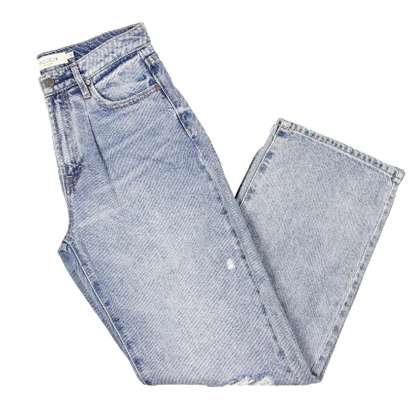 Hidden Jeans Womens High Rise Distressed Straight Leg Jeans