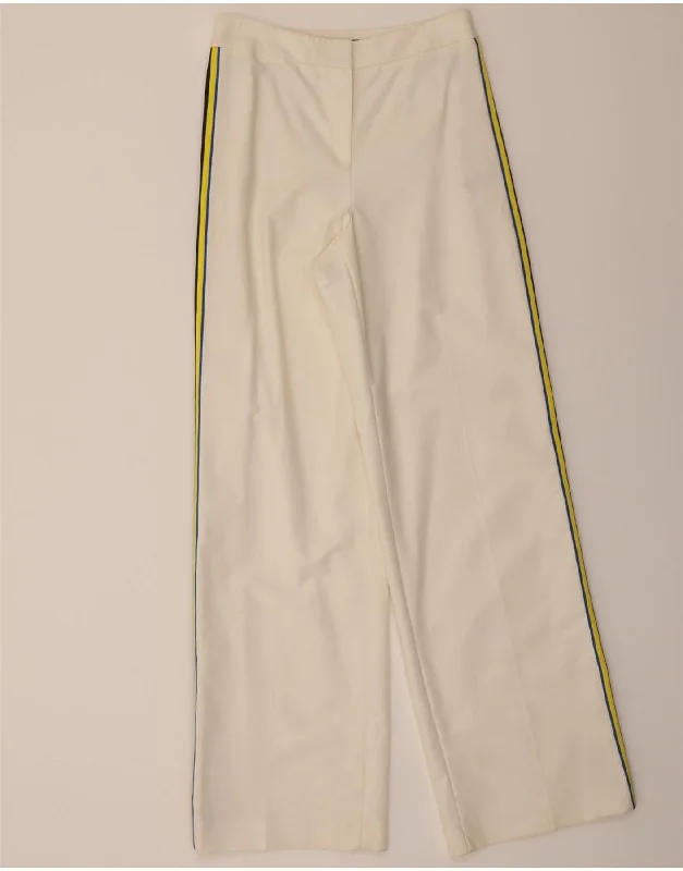 KAREN MILLEN Womens High Waist Casual Trousers UK 10 Small  W27 L34 White