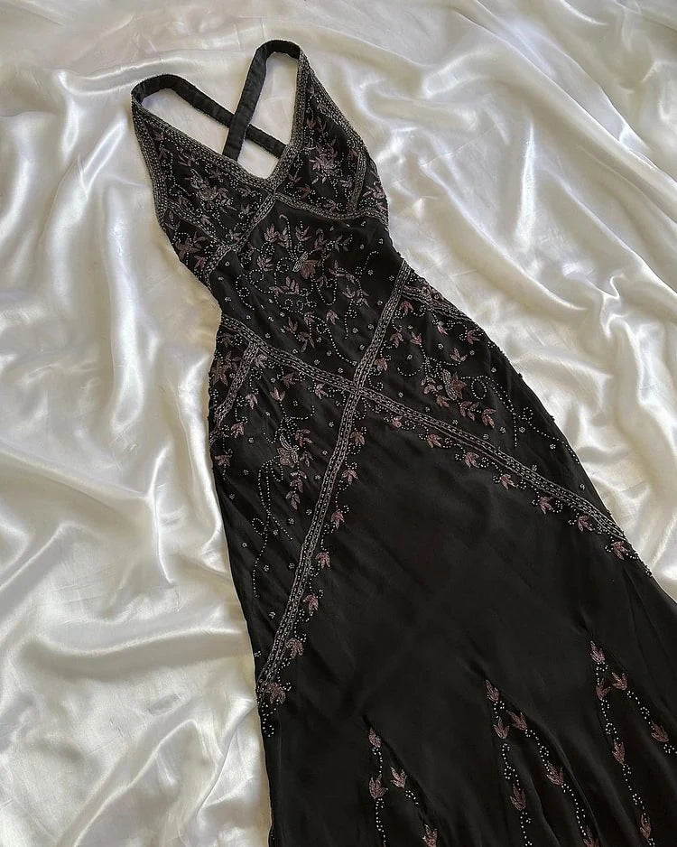 Sexy Mermaid Straps Beads Chiffon Backless Long Prom Dress Party Dress DP1241