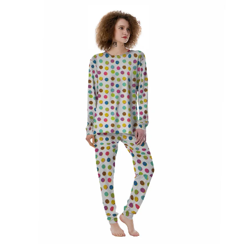 Colorful Polka Dot Hand Drawn Print Pattern Women's Pajamas