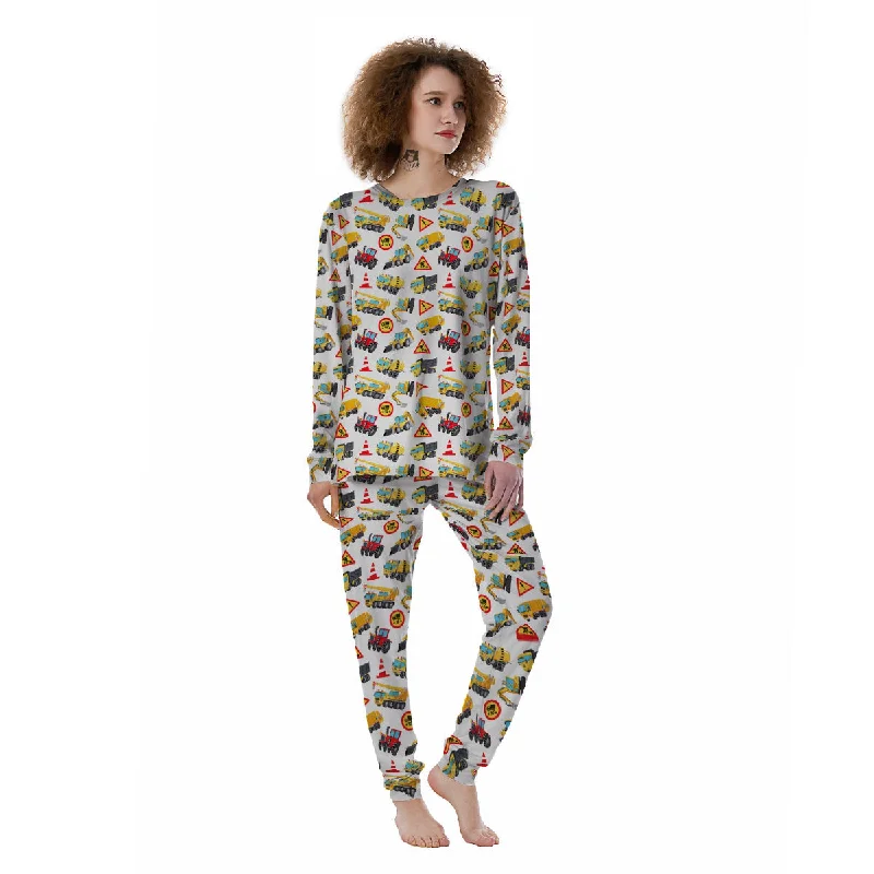 Colorful Toy Trucks And Tractor Print Pattern Women's Pajamas