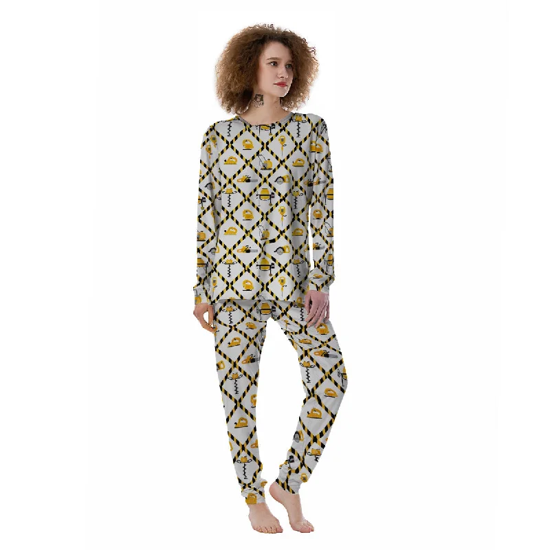 Construction Equipment Yellow Print Pattern Women's Pajamas