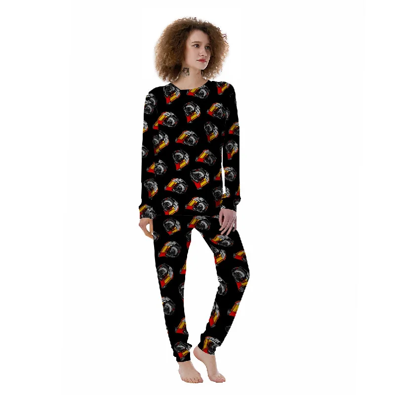 Cool Biker Helmet Print Pattern Women's Pajamas