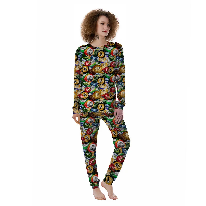 Crumpled Cans And Caps Print Pattern Women's Pajamas