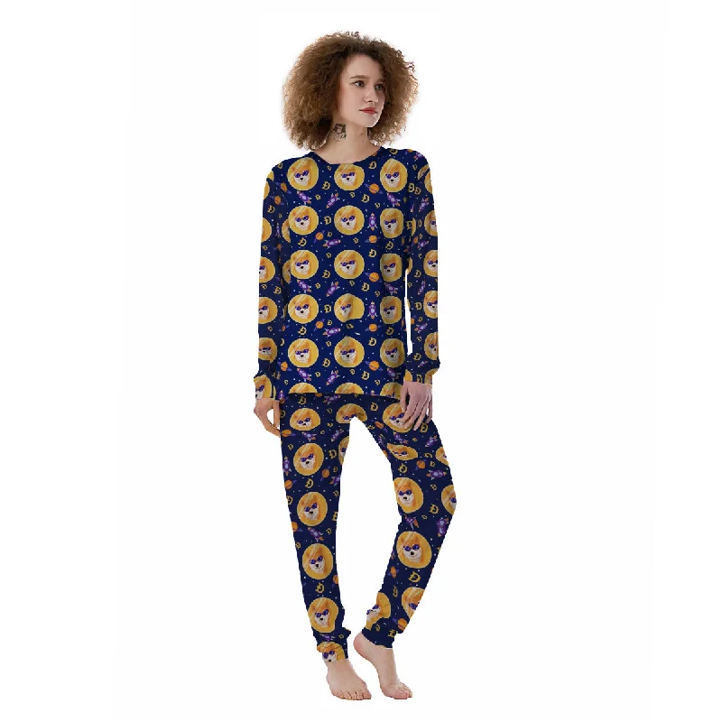 Cryptocurrency Shiba Print Pattern Women's Pajamas