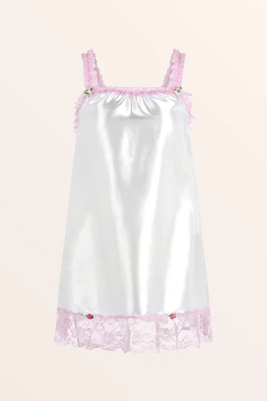 Satin Frilly Babydoll Nightdress - White