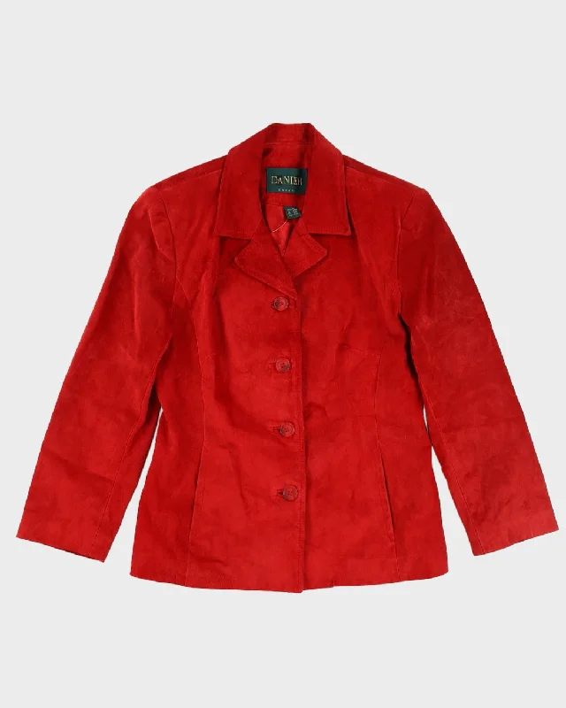 Vintage 90s Danier Red Suede Jacket - S