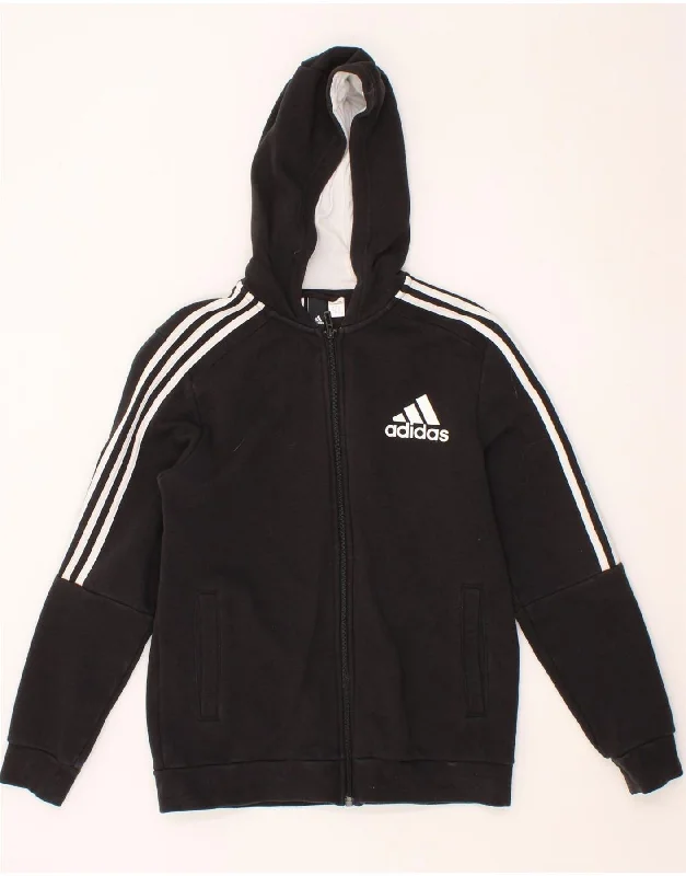 ADIDAS Womens Zip Hoodie Sweater UK 14 Large Black