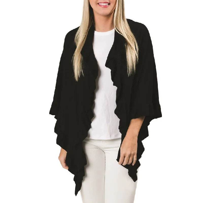 Ava Ruffle Wrap - Black