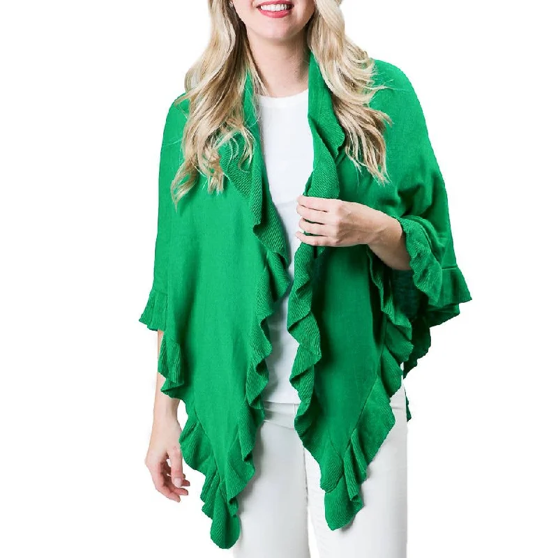 Ava Ruffle Wrap-Kelly Green