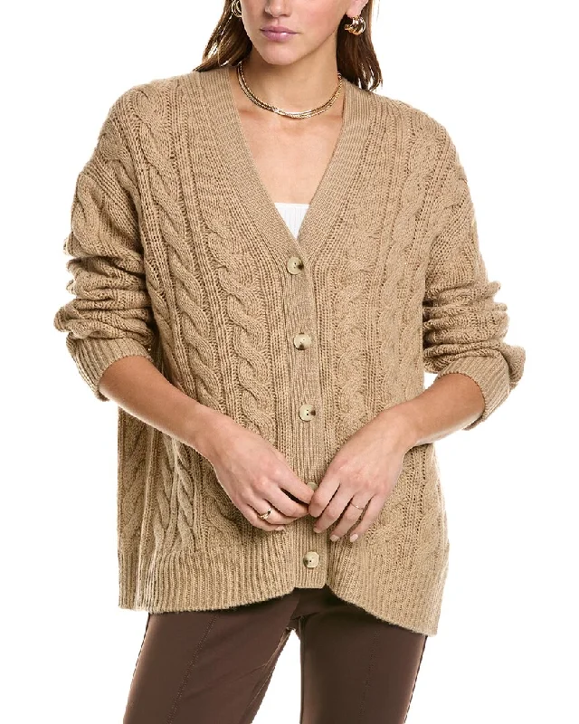 Vince Twisted Cable Oversized Wool & Cashmere-Blend Cardigan