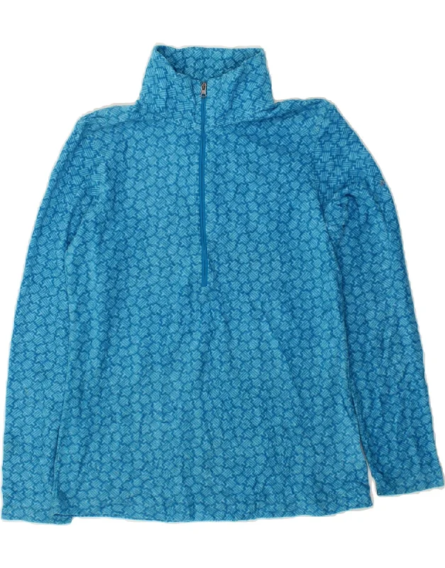 COLUMBIA Womens Abstract Pattern Zip Neck Fleece Jumper UK 12 Medium Blue