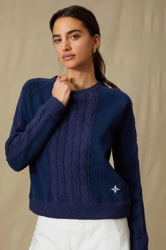 Navy Cable Knit Reid Sweatshirt