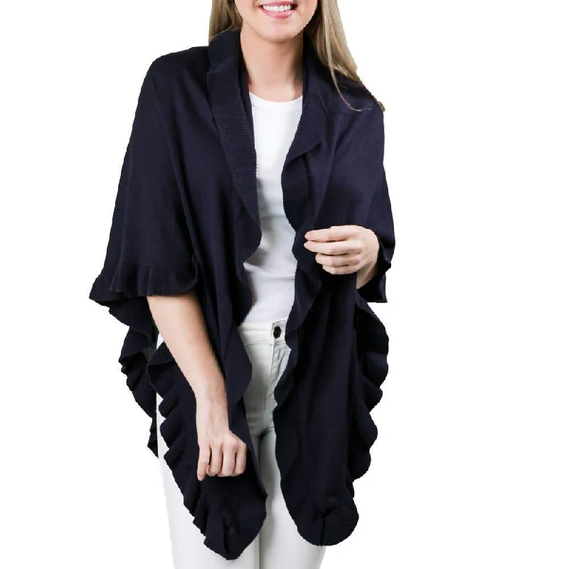 Ava Navy Ruffle Wrap