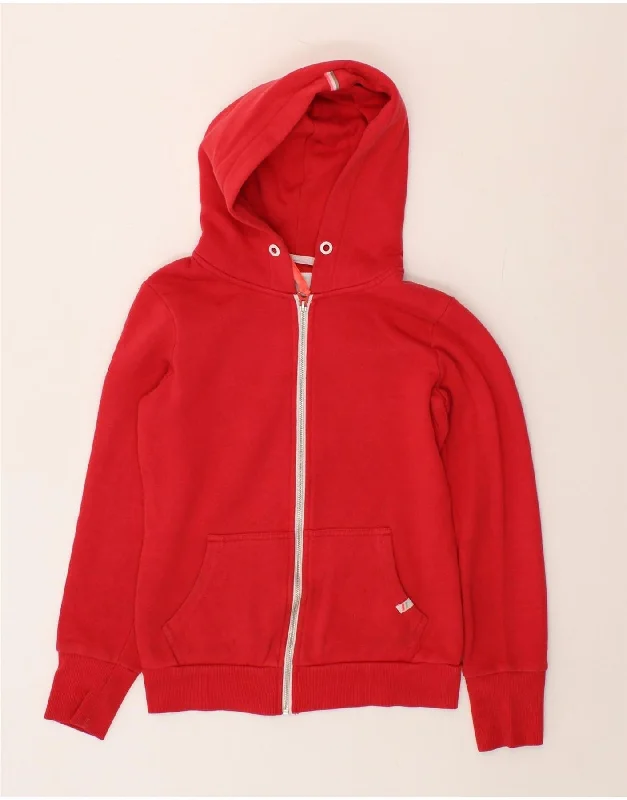 SUPERDRY Womens Zip Hoodie Sweater UK 10 Smalll Red Polyester