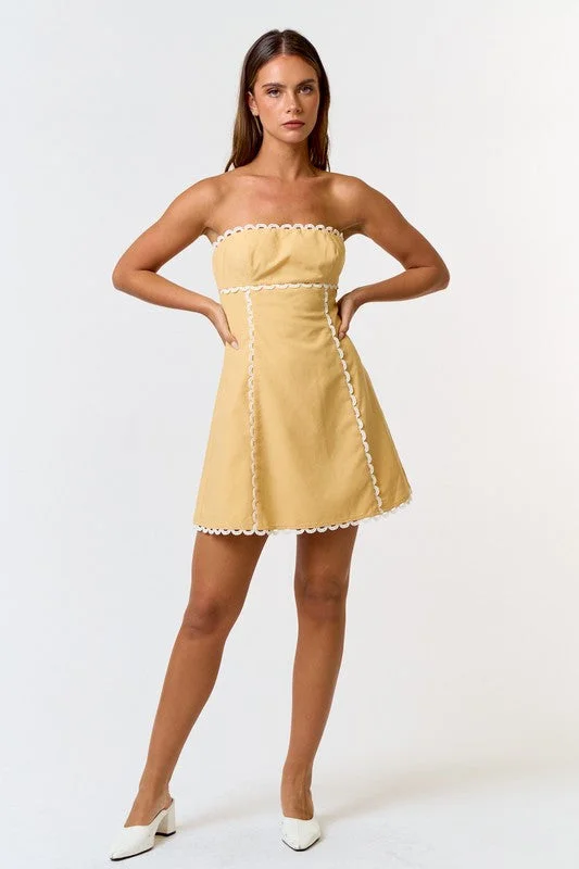 Banana Split Scallop Mini Dress - Small - Final Sale