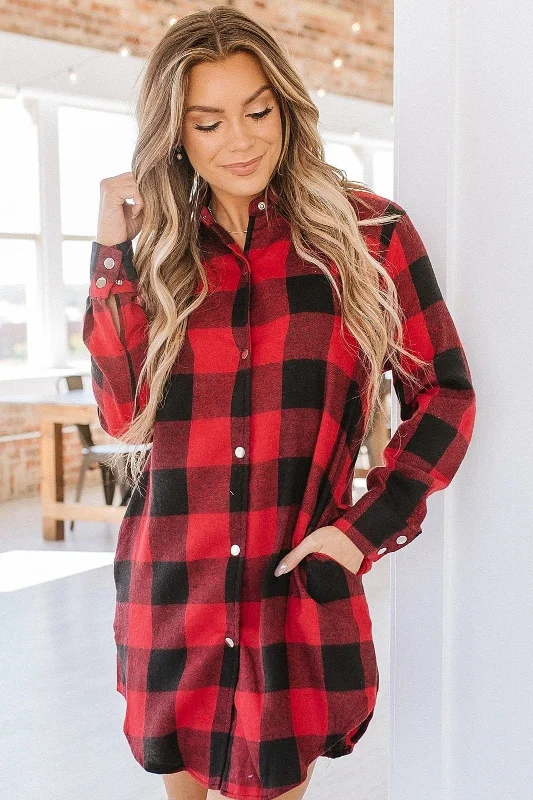 Yule Plaid Button Down Shacket | S-2XL