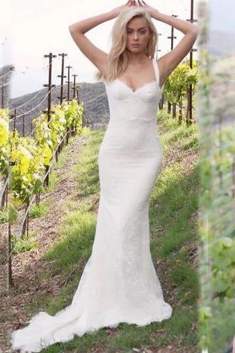 Gorgeous Backless Sweetheart Mermaid Lace Sexy Long Wedding Dresses WK125