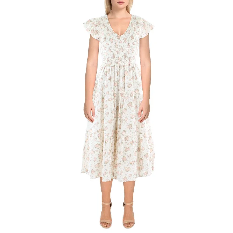 Womens Cotton Calf Midi Dress