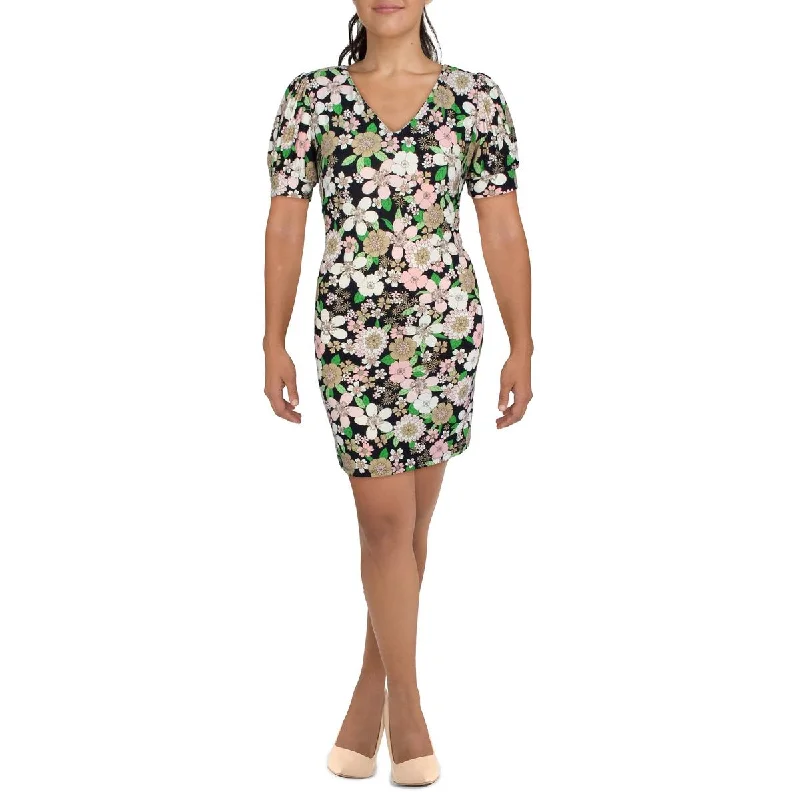 Womens Floral Midi Sheath Dress