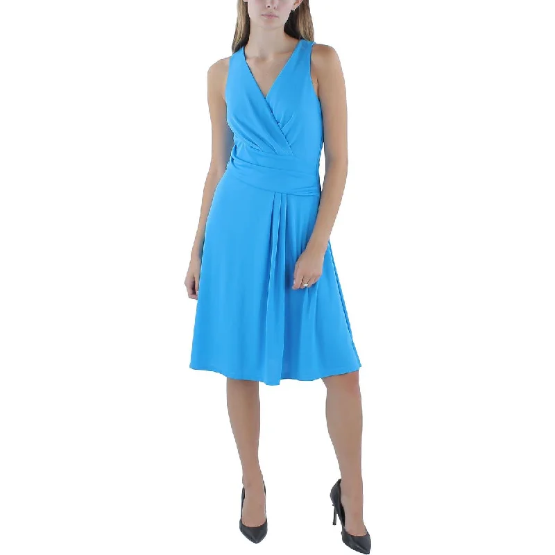 Womens Surplice Jersey Midi Dress