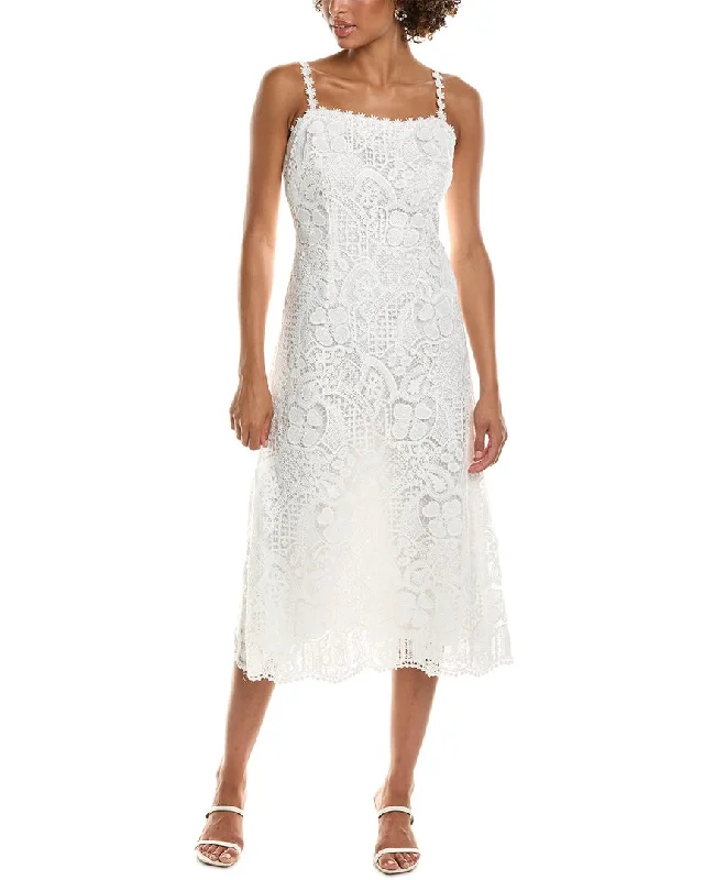 Teri Jon By Rickie Freeman Lace Fitted Midi Dress