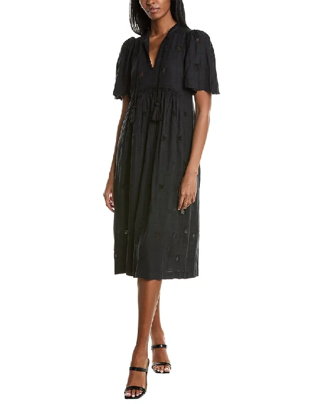 Ba&Sh Romy Linen-Blend Midi Dress