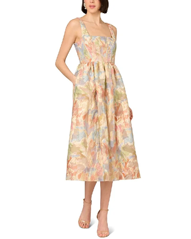 Aidan Mattox Printed Jacquard Midi Dress