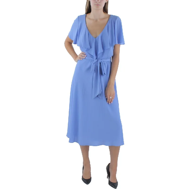 Womens Daytime Belted Midi Dress