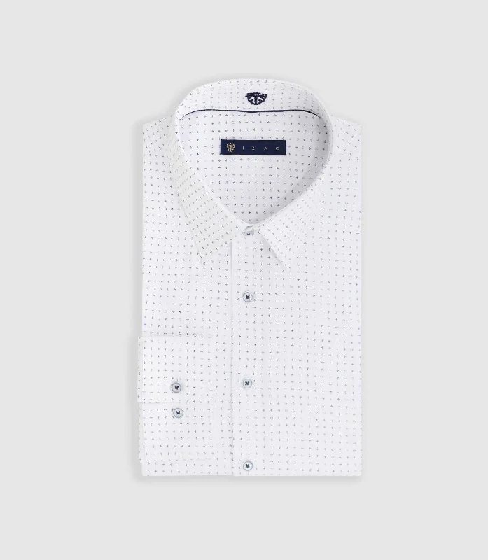 Chemise imprimée micro motifs blanc "Mathew"