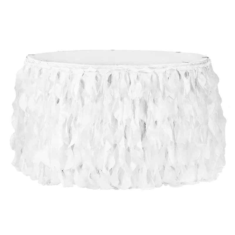 Curly Willow 14ft Table Skirt - White