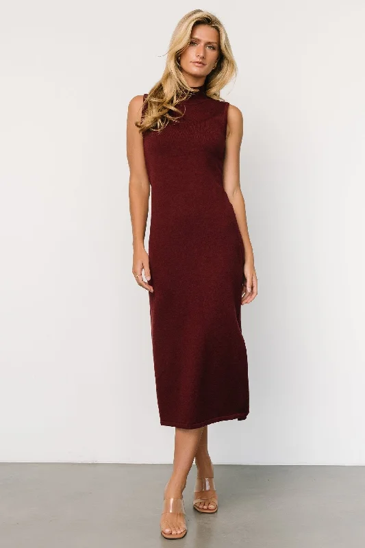 Angelina Mock Neck Tank Dress | Wine