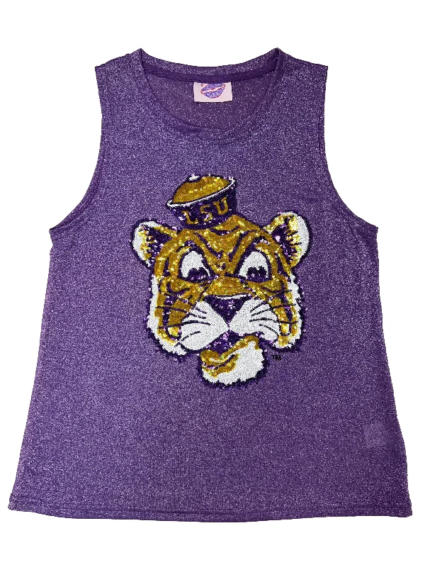 GLITTER RETRO LOGO TANK- LSU