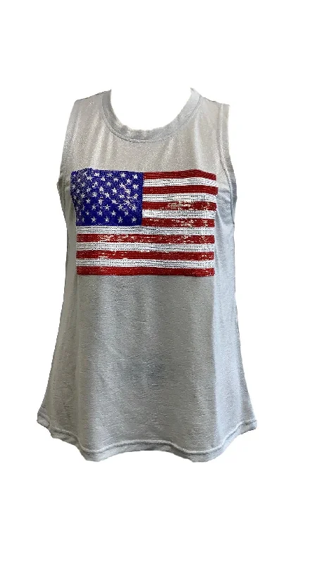 Glitter Flag Tank - Silver