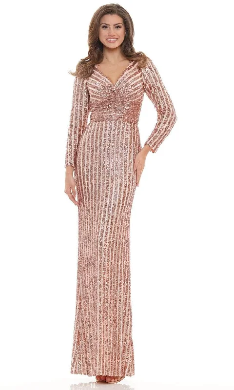 Colors Dress - Stripe Sequin Evening Gown G1042SL