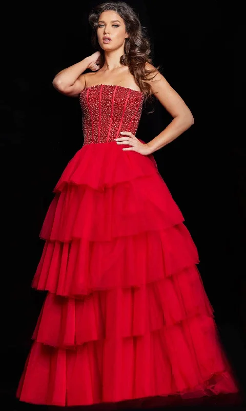 Jovani 37210 - Straight Across Ruffled Ballgown