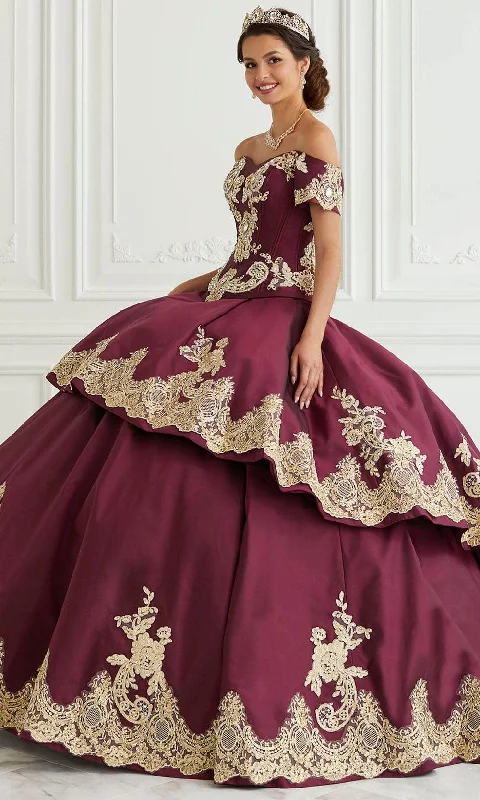 LA Glitter - 24094 Off Shoulder Lace Up Back Ballgown