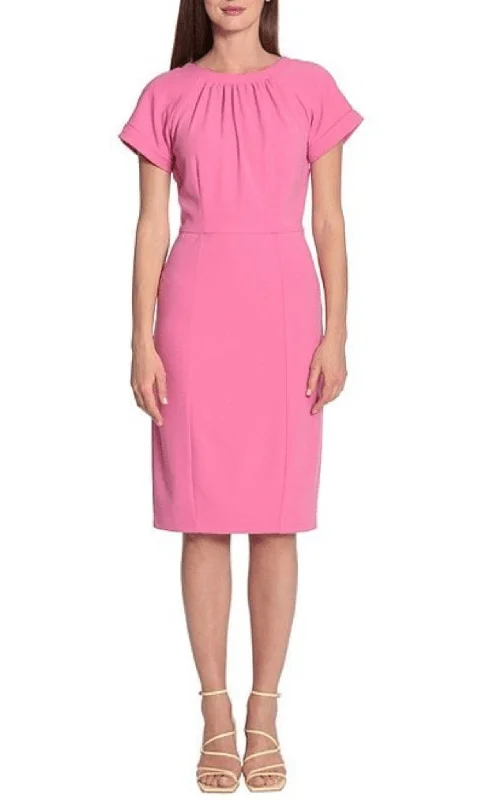 Maggy London G5309M - Shirred Jewel Neck Cocktail Dress