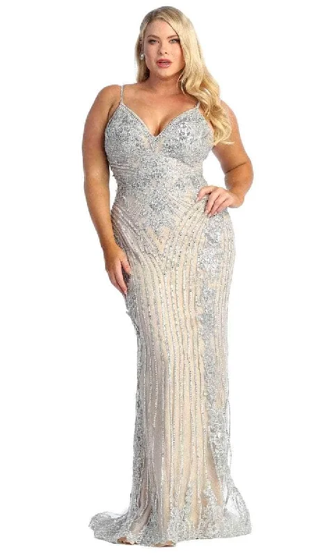 May Queen - Beaded V-Neck Evening Gown RQ7946