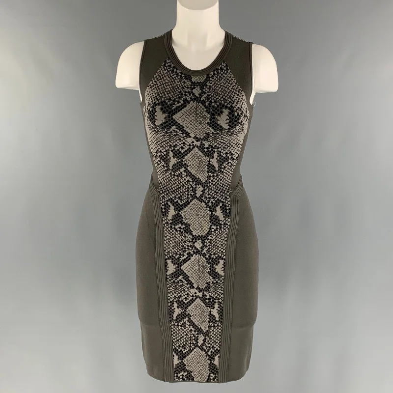 DIANE VON FURSTENBERG Size S Grey Taupe Rayon Blend Snake skin print Dress