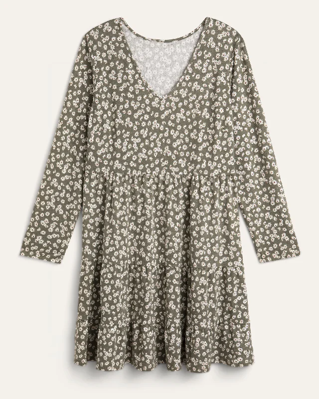 Gianna Ditsy Floral Dress | Olive Green / White