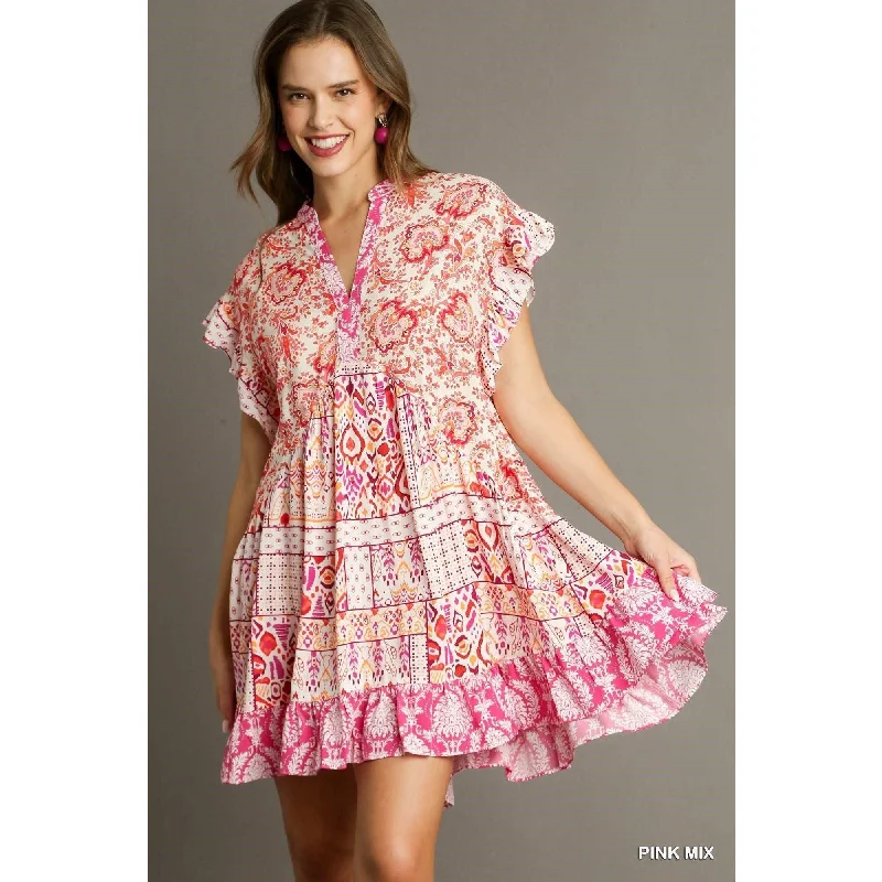 Talum Treat Floral Flutter Sleeve Shift Dress