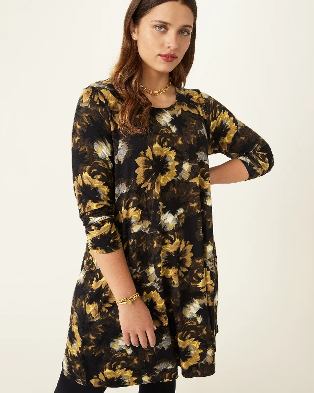 Yvonne Floral Print Dress | Black / Yellow