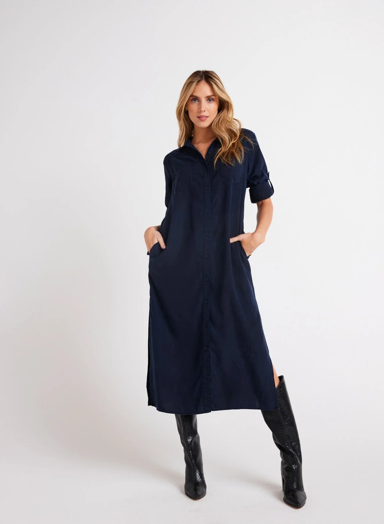 Bella Dahl Western Yoke Duster Dress - Endless Sea