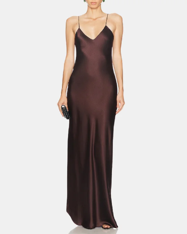 CAMI GOWN IN OXBLOOD