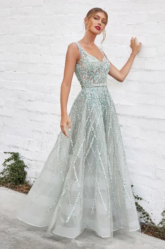 Celestial Elegance: Shimmering Beaded Gown for Enchanting Occasions