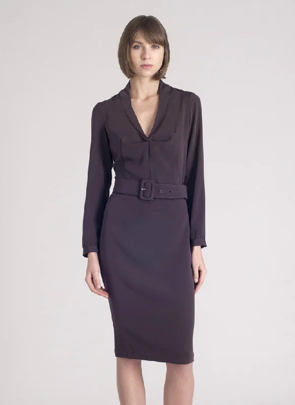 DESTINY DRESS Black Plumb SILK SALE