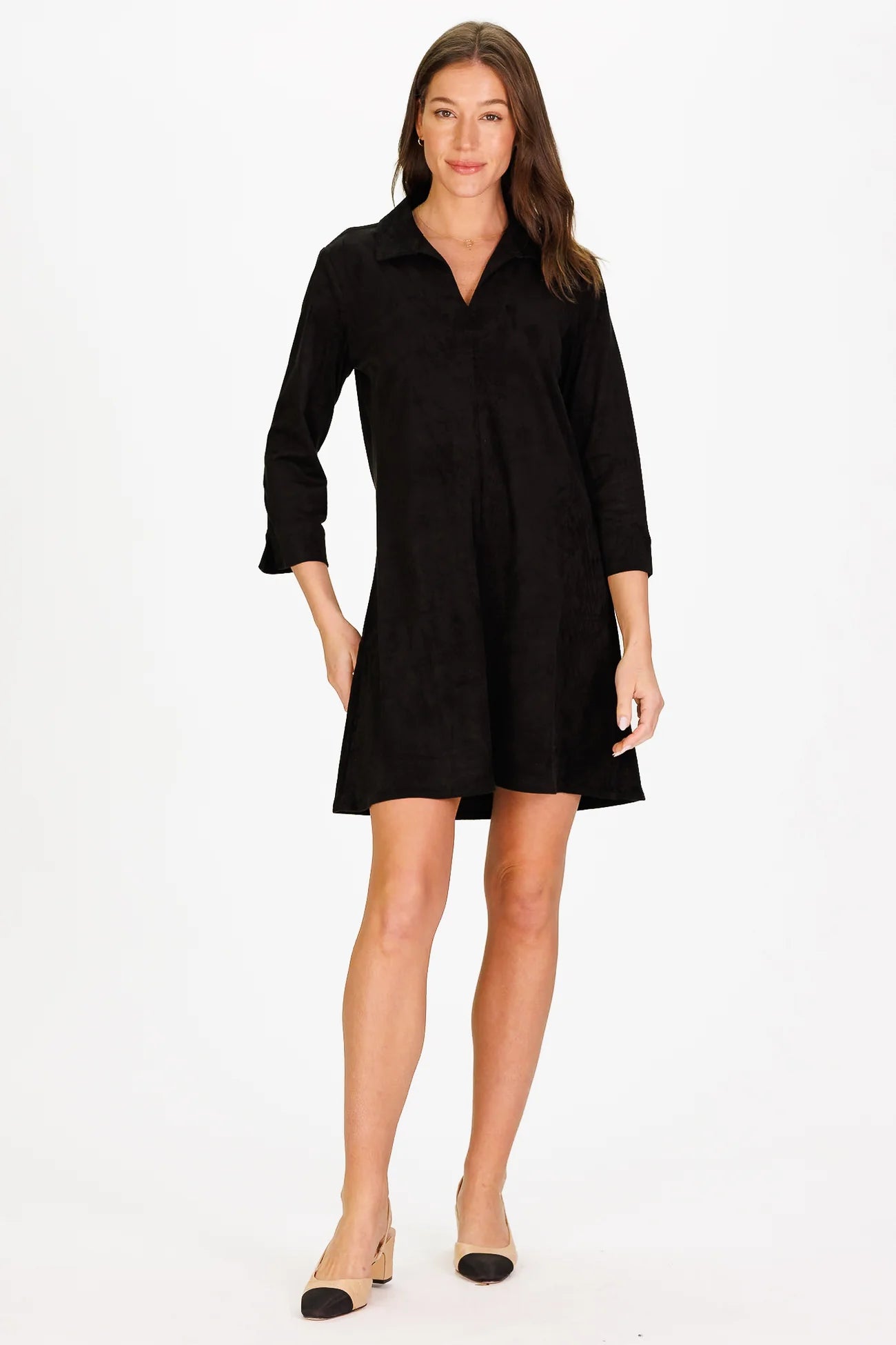 Duffield Lane Suede Victoria Dress Black