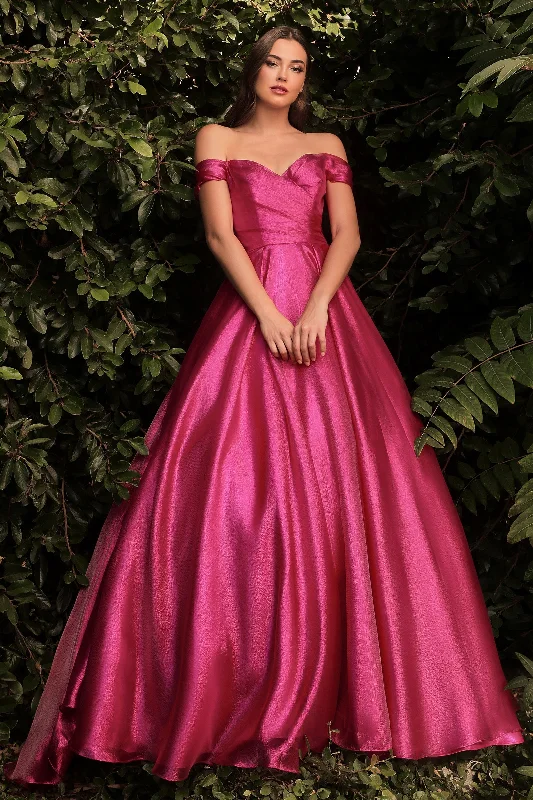 Enchanting Elegance: Cinderella Divine's J822 Off-the-Shoulder Ball Gown